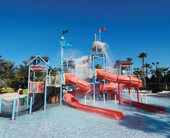 Home 29 Kids’ splash playground area at the Spectrum Resort Orlando water park.